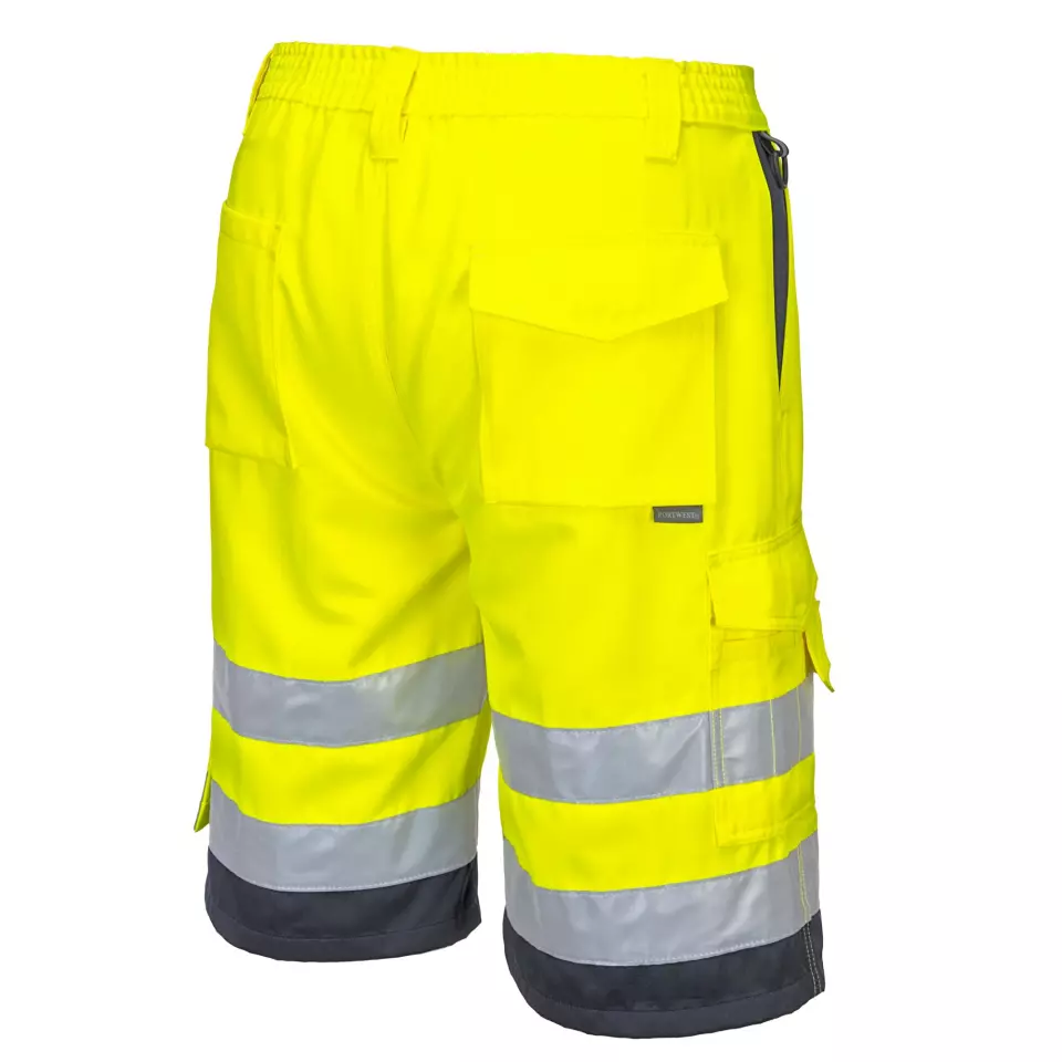 Portwest L043YNR, Leichte Warnschutz Polyester-Baumwolle Shorts, Gelb/Marine, image 3, gallery thumbnail
