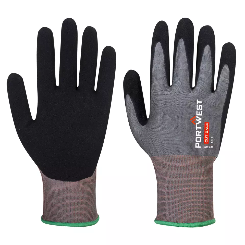 Portwest CT45G8R, CT Cut D18 Nitrile Glove, Grey/Black, image 2, gallery thumbnail