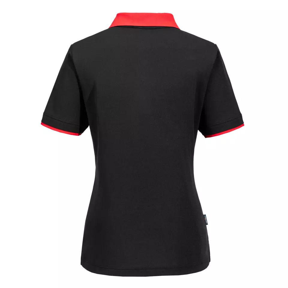 Portwest PW219BDR, PW2 Damen Poloshirt KA, Schwarz/Rot, image 2, gallery thumbnail