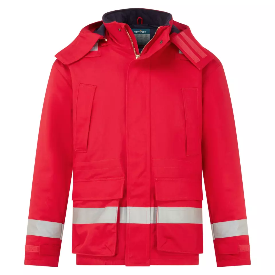 Portwest FR59RER, Bizflame Work Anti-Static FR Winter Jacket, Red, image 1, gallery thumbnail