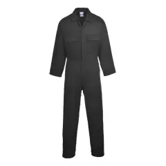 Portwest S998BKR, Euro Cotton Work Coverall, Black