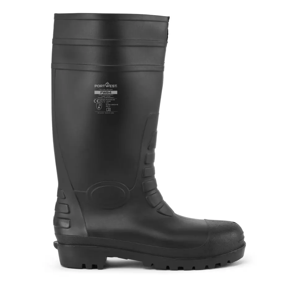 Portwest FW94BKR, Steel PVC Classic Wellington S4 FO, Black, image 1, gallery thumbnail