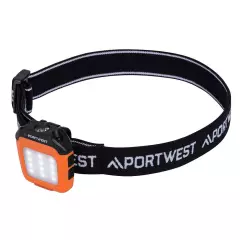 Portwest PA74OBR, USB-laddningsbar multifunktions LED-pannlampa, orange/svart