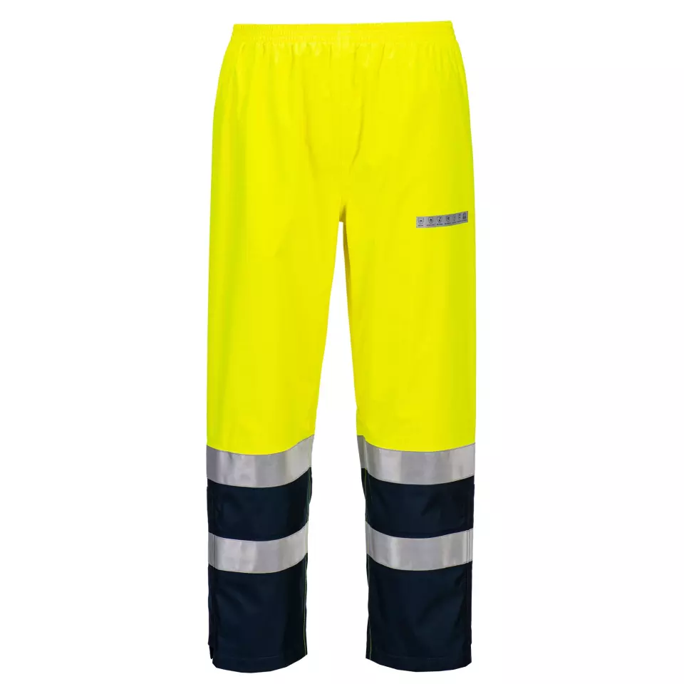 Portwest FR410YNR, Bizflame Rain Hi-Vis Light Arc FR Hose, Gelb/Marine, image 1, gallery thumbnail