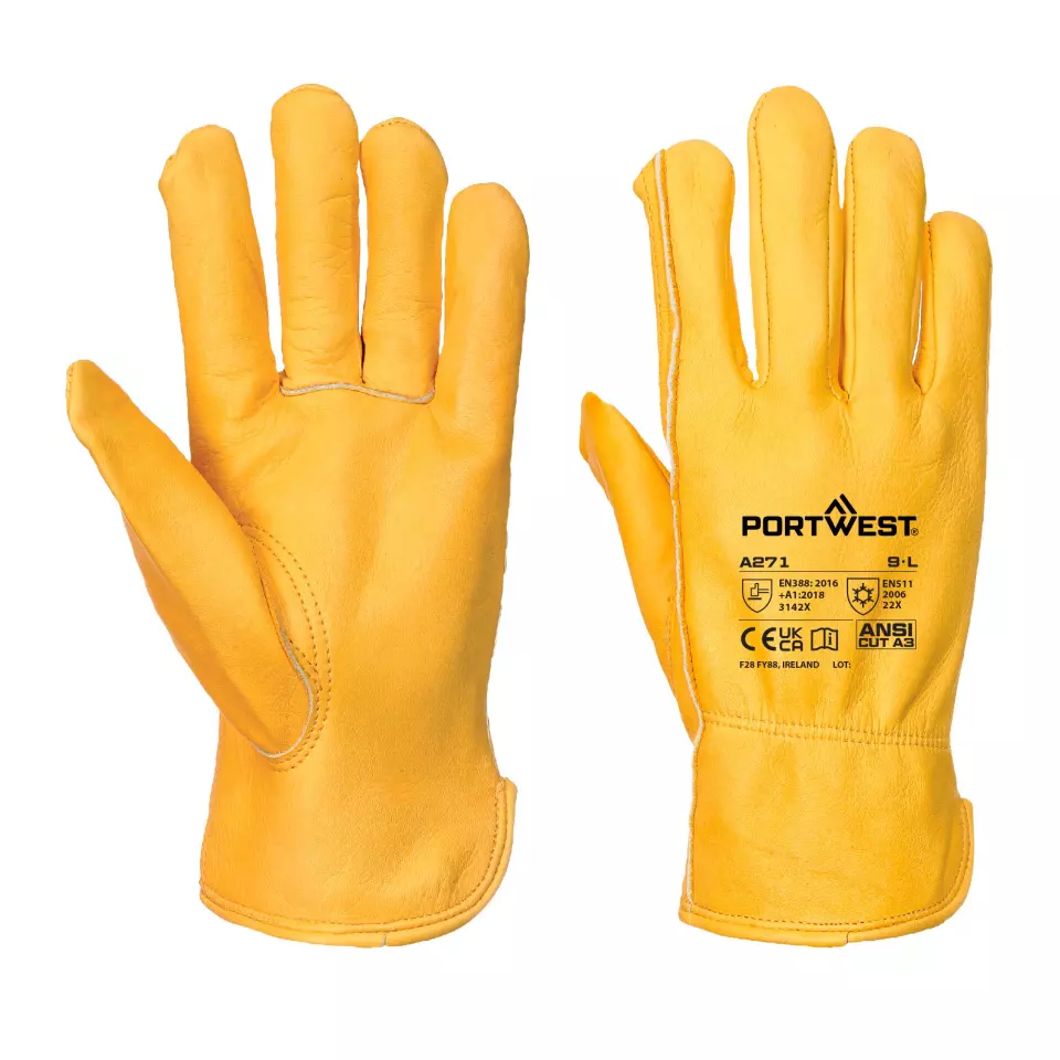 Portwest A271TAR, Lined Driver Glove, Tan, image 3, gallery thumbnail