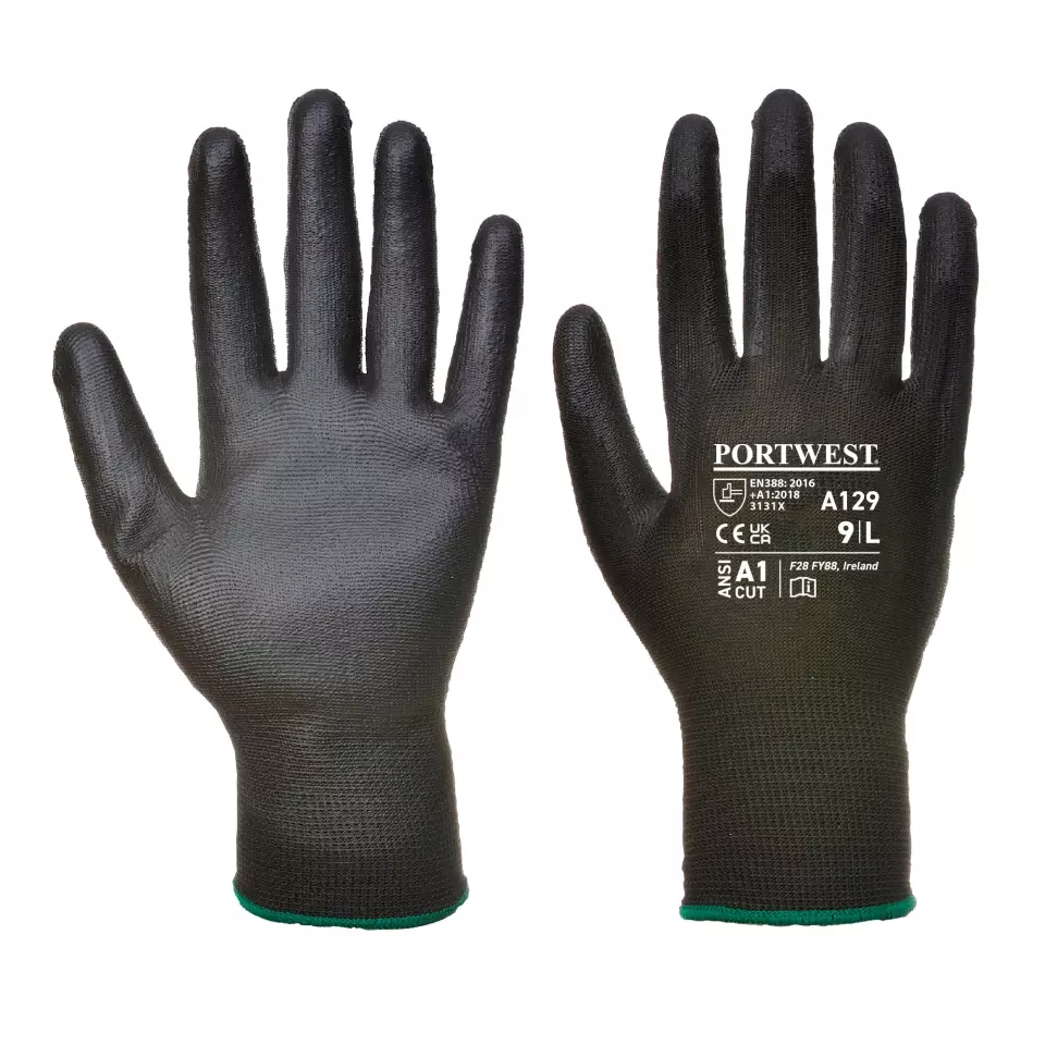Portwest A129BKR, PU Palm Glove - Carton, Black, image 1, gallery thumbnail