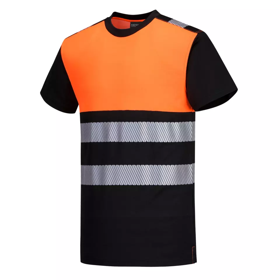 Portwest PW311BKO, PW3 varsel bomull komfort klass 1 t-shirt kortärmad, svart/orange, image 3, gallery thumbnail