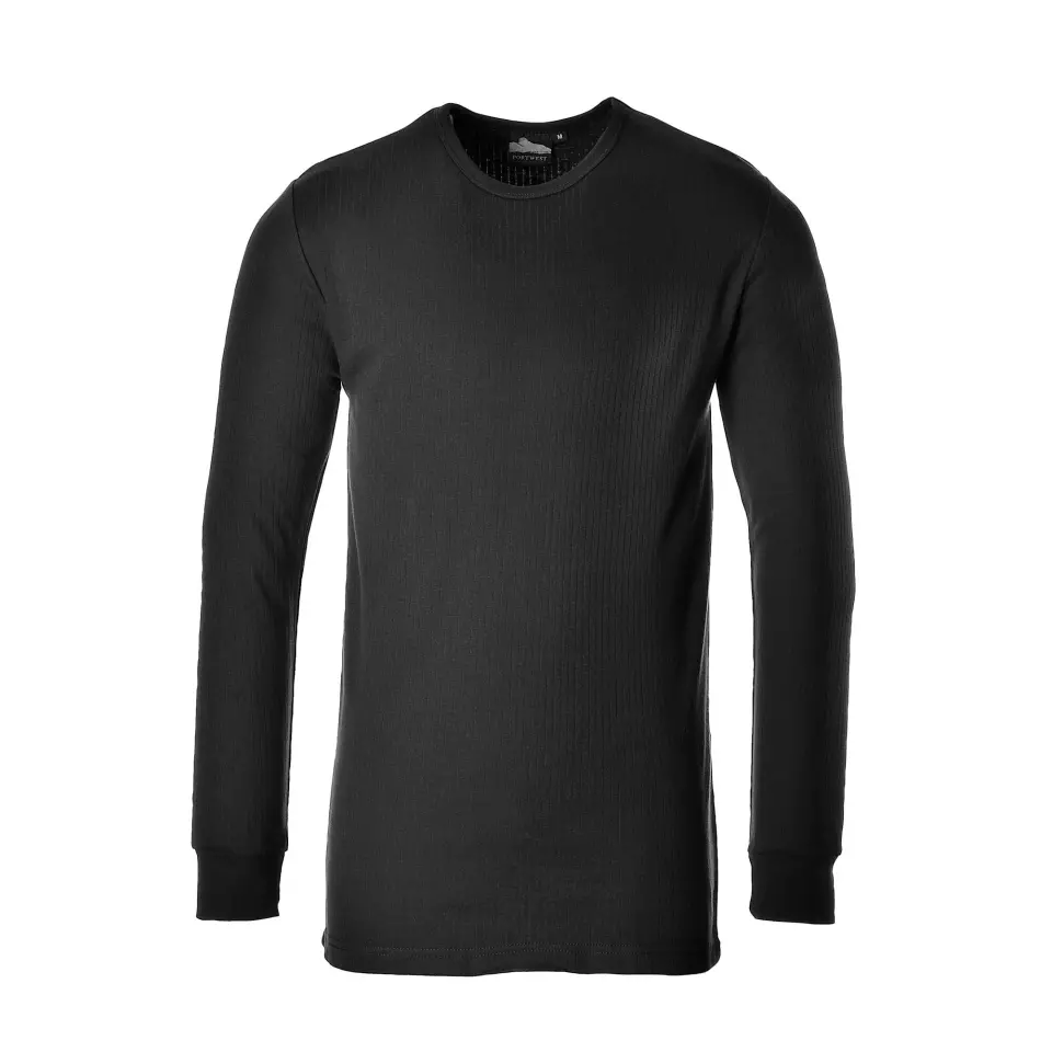 Portwest B123BKR, Thermal T-Shirt Long Sleeve, Black, image 1, gallery thumbnail