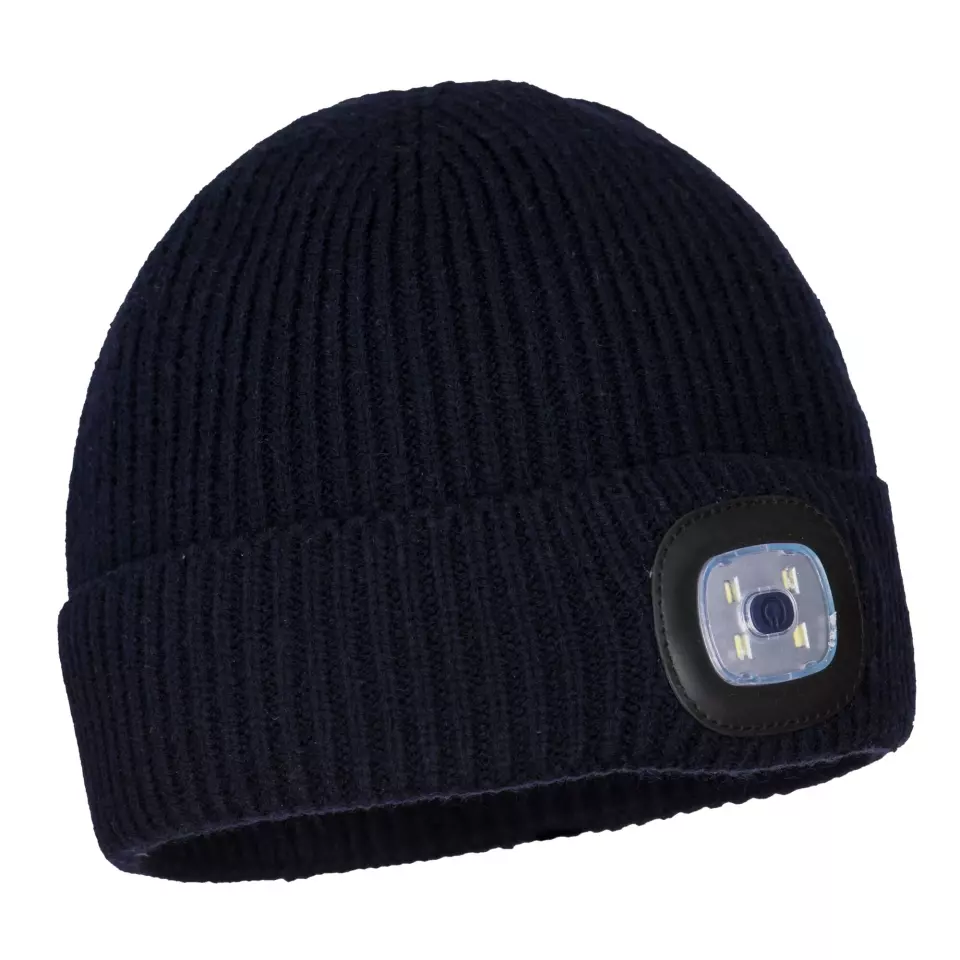 Portwest B033NAR, Workman's LED Beanie, Navy, image 3, gallery thumbnail