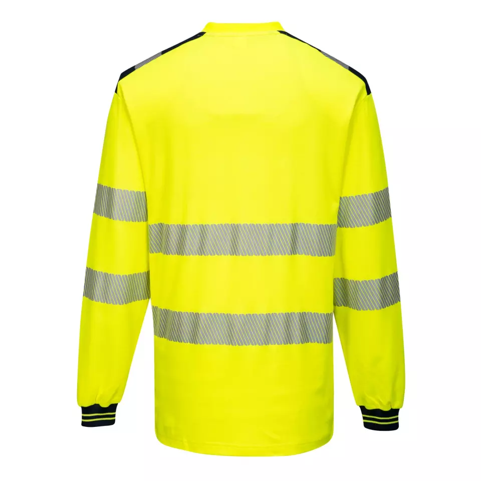 Portwest T185YBR, PW3 Hi-Vis Cotton Comfort T-Shirt L/S, Yellow/Black, image 2, gallery thumbnail