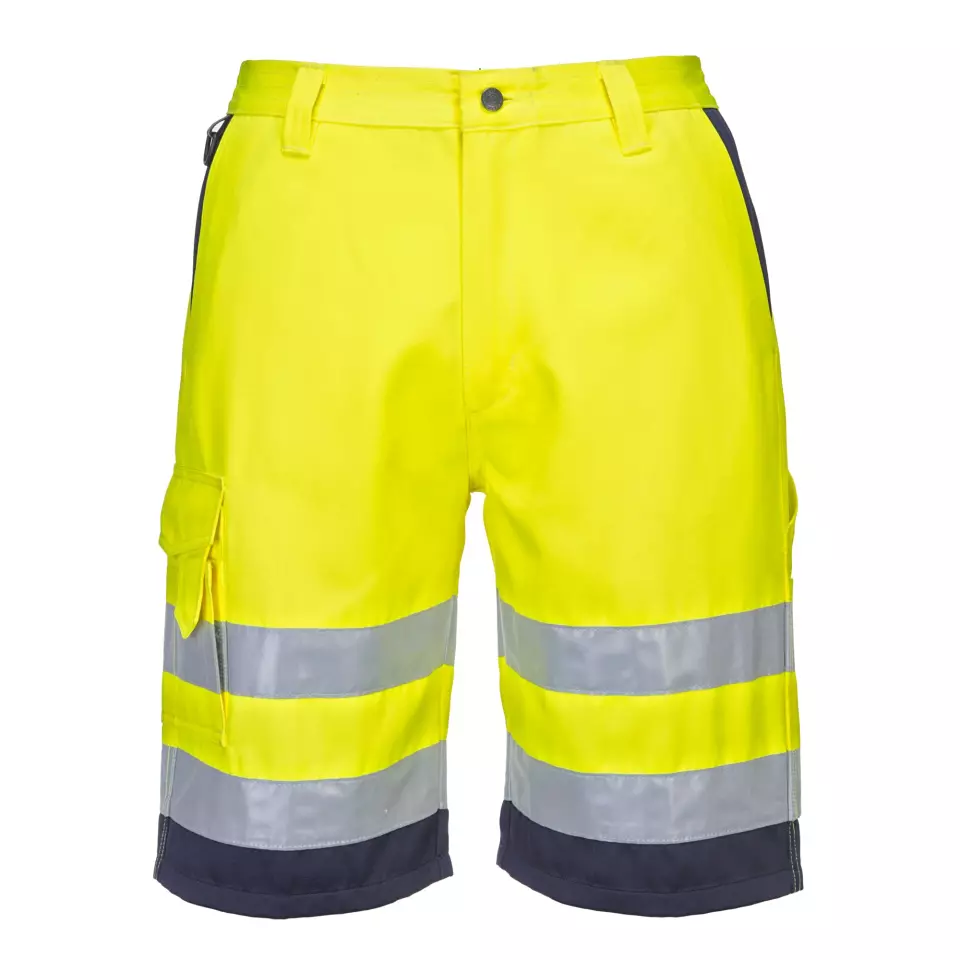 Portwest L043YNR, Leichte Warnschutz Polyester-Baumwolle Shorts, Gelb/Marine, image 1, gallery thumbnail