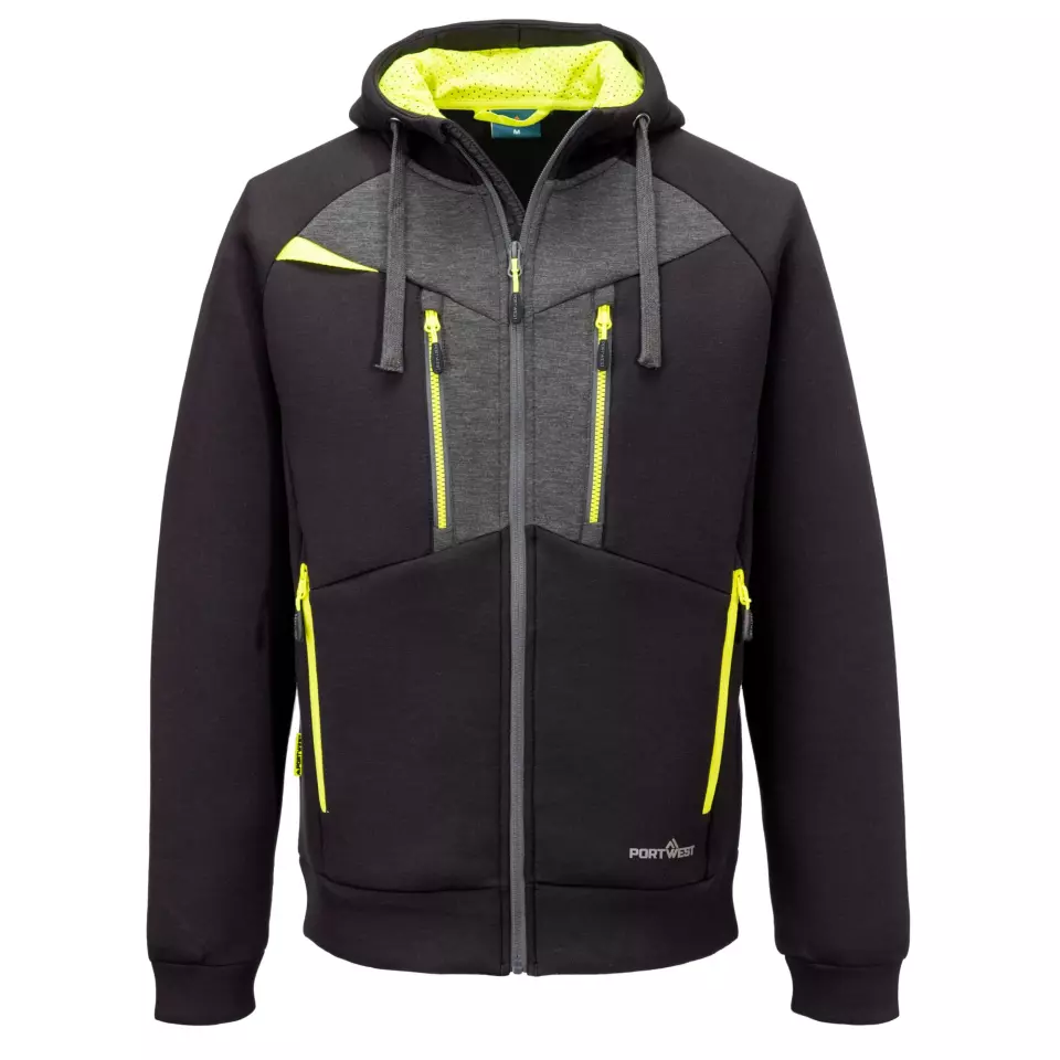 Portwest DX472BKR, DX4 Zipped Hoodie, Black, image 1, gallery thumbnail