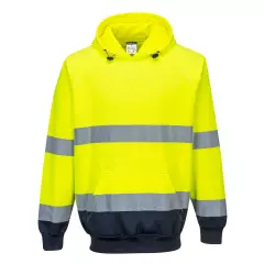Portwest B316YNR, Hi-Vis Contrast Hoodie, Yellow/Navy
