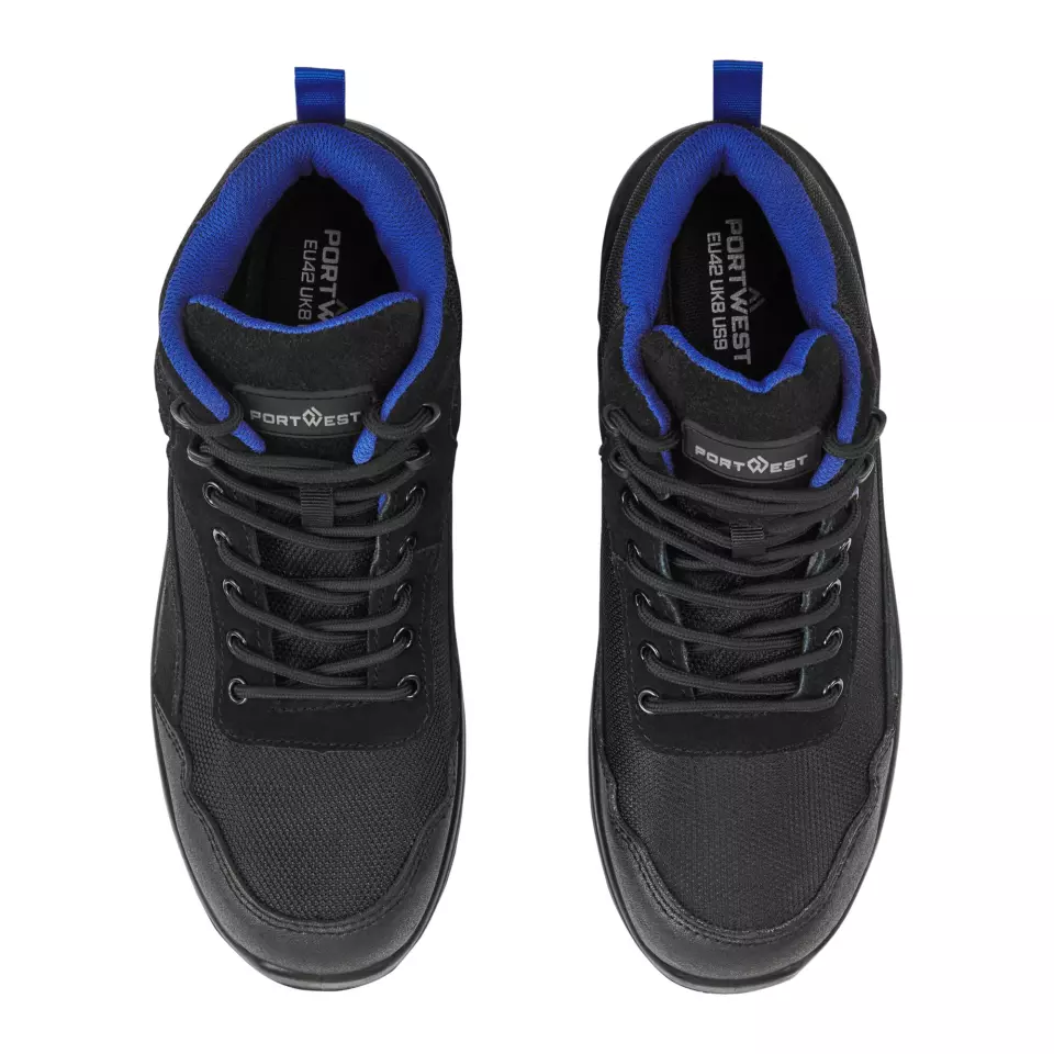 Portwest FC22BKB, Composite Textile Suede Mid Boot S3L HRO SR FO, Black/Blue, image 3, gallery thumbnail