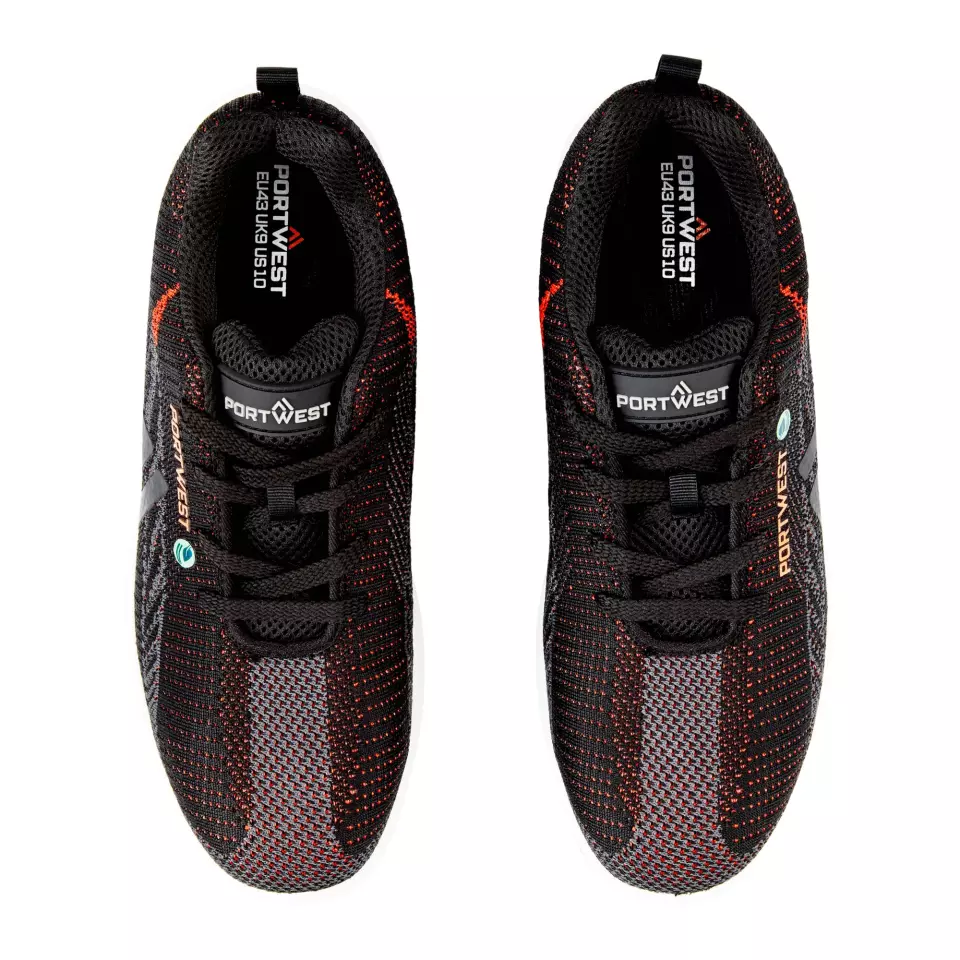 Portwest FC06BKD, Eco Fly Composite Trainer S1PS SR FO, Black/Red, image 3, gallery thumbnail