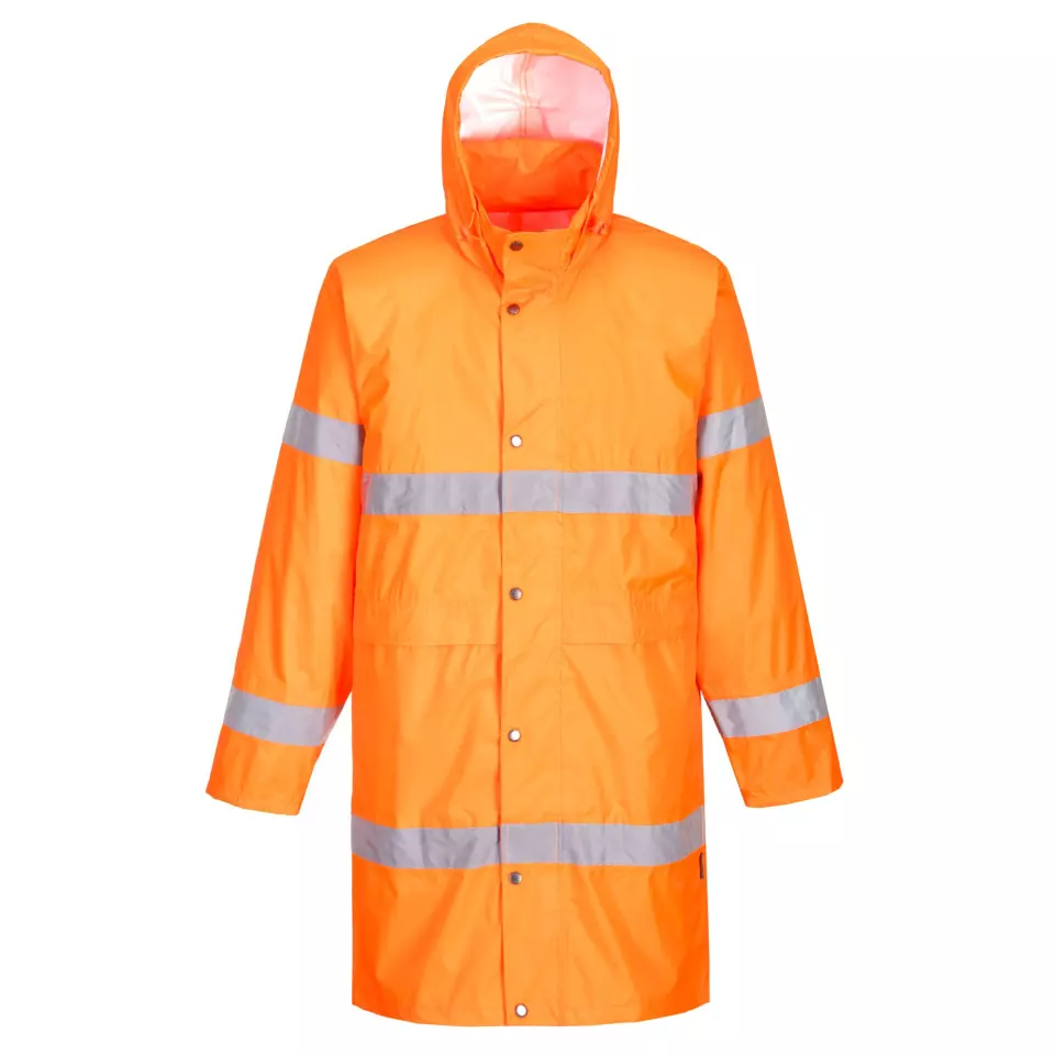 Portwest H442ORR, Hi-Vis Rain Coat 100cm, Orange, image 1, gallery thumbnail
