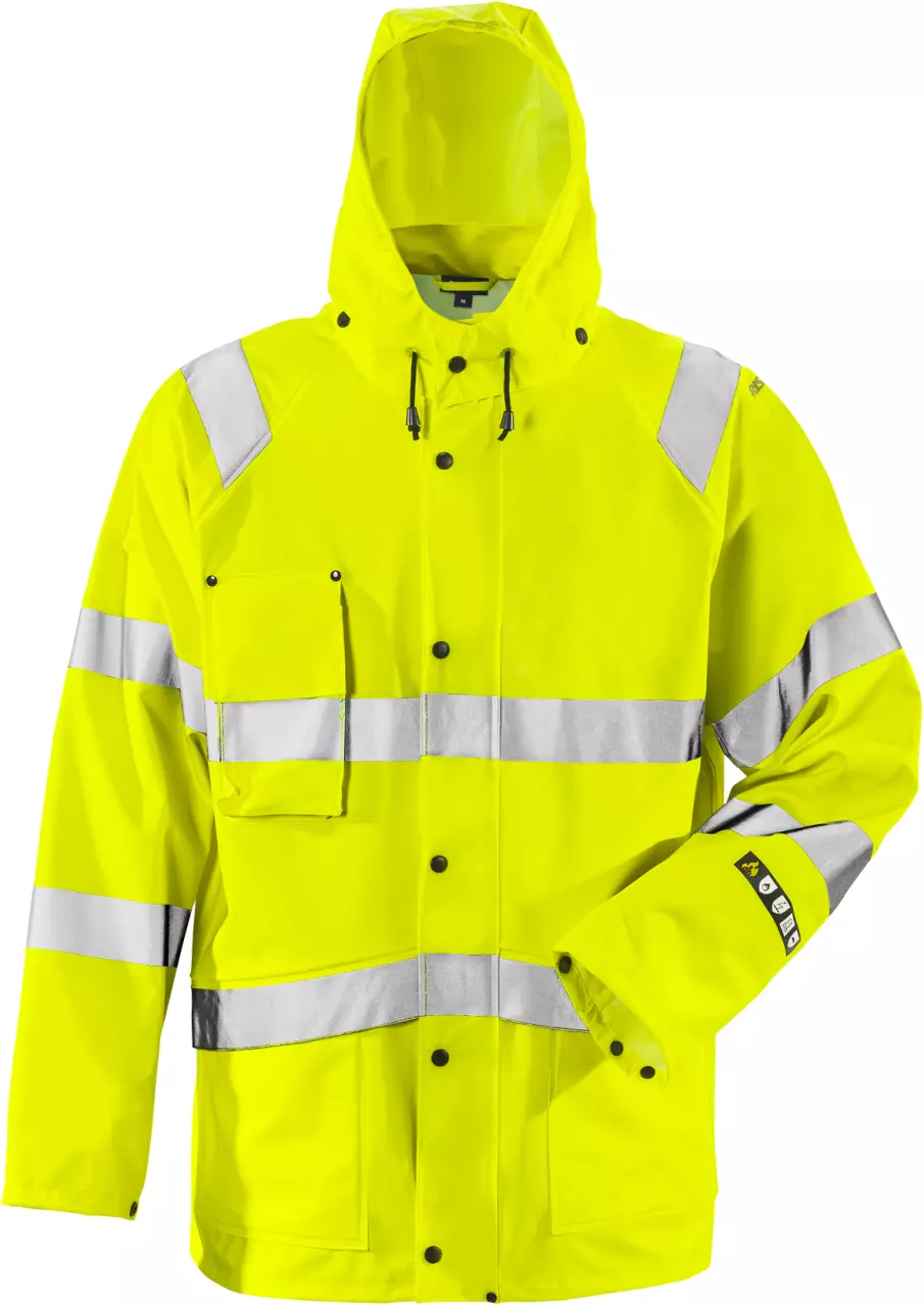 Fristads 101038-130, High vis Flame Retardant Rain Coat Class 3 4845 RSHF, image 1, gallery thumbnail