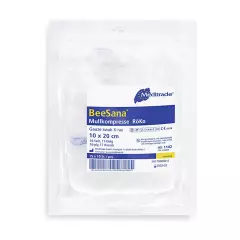 Meditrade 1142, BeeSana® Gauze Compress, X-Ray Detectable Thread, Sterile, 16-Ply, 10 x 20 cm
