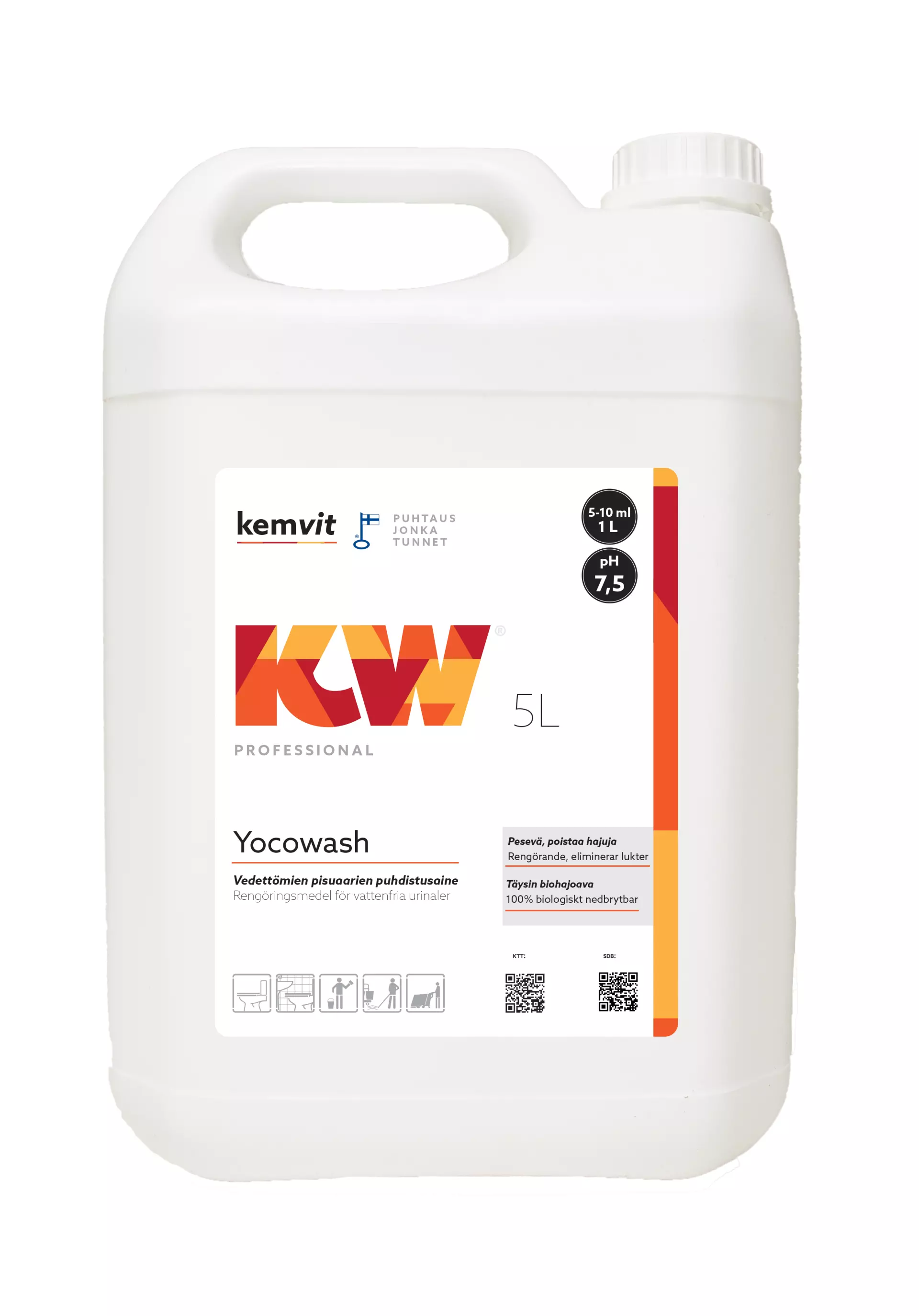 Kemvit 185545, KW YOCOWASH 5L Waterless Urinal Cleaner, image 1