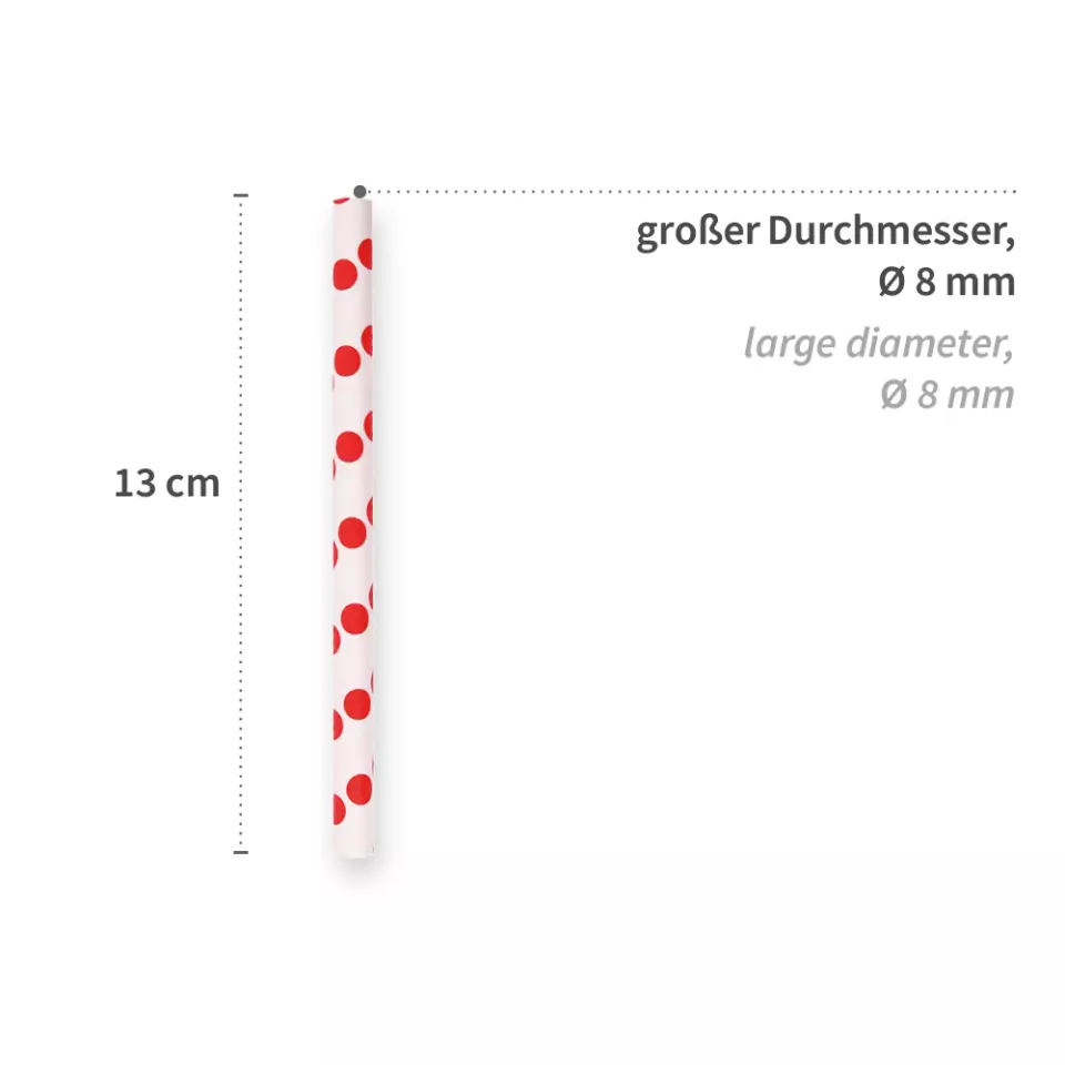 NATUREStar 421450, Cocktail Organic Paper Straws, FSC®-mix, red/white dotted, ø 8 mm, 130 mm, image 4, gallery thumbnail
