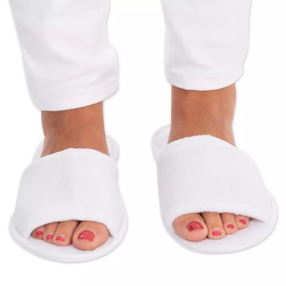Hygostar 5552, Dots Open Cotton Slippers, White, image 2, gallery thumbnail