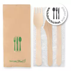 NATUREStar 388623, Dreier-Bio-Holzbesteck-Sets, FSC® 100%, Wachsbeschichtet