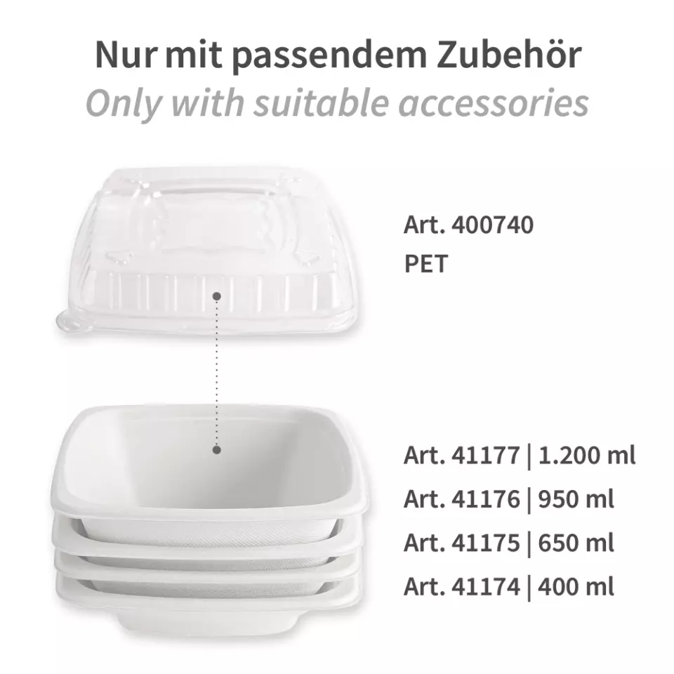 NATUREStar 41176, Quadratische Bio-Bagasse-Schalen, 180 x 70 mm, 950 ml, image 5, gallery thumbnail