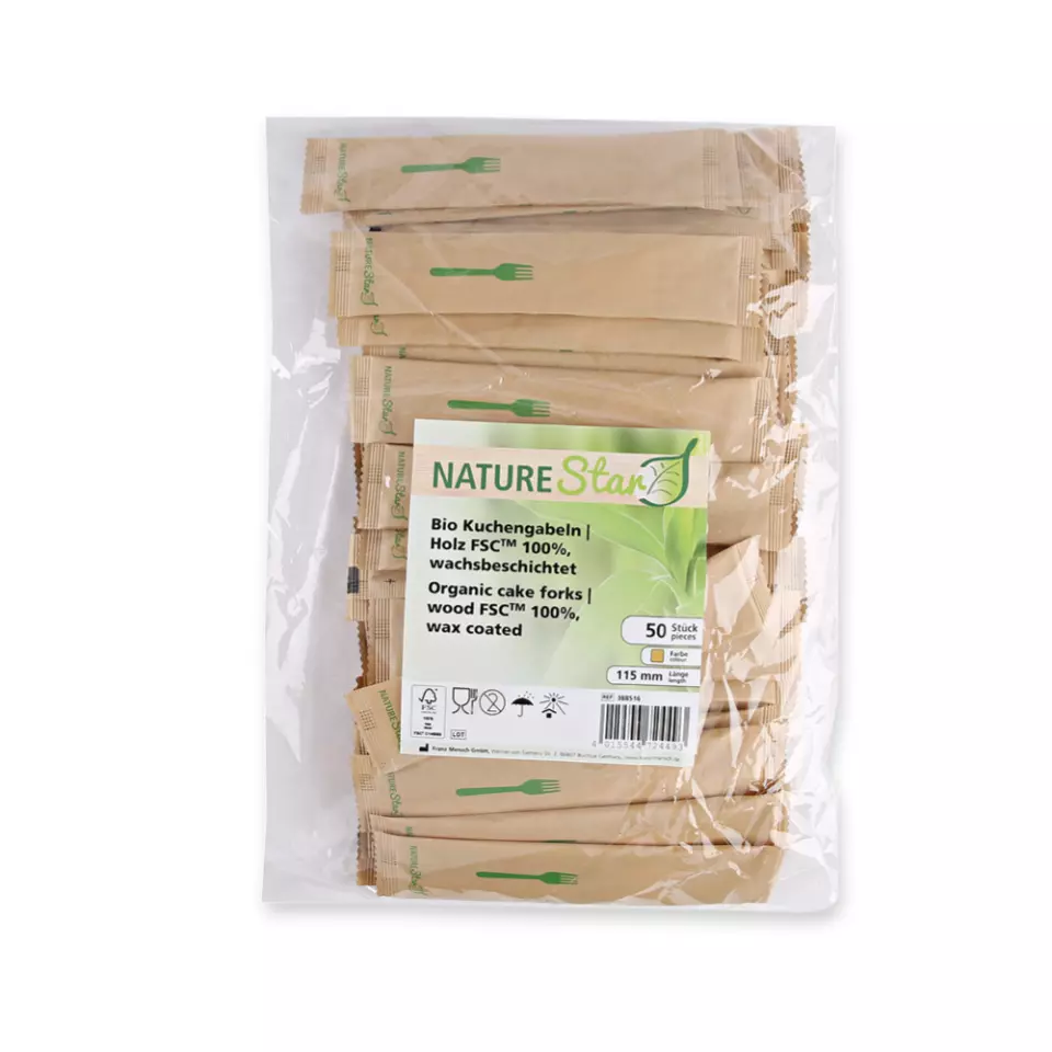 NATUREStar 388516, Wood Cake Forks, 115 mm, FSC® 100%, Wax Coated, image 8, gallery thumbnail