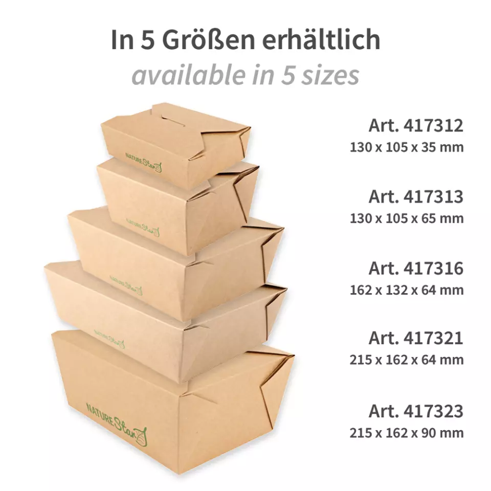 NATUREStar 417313, Menu Bio-Kraftpapier/PE Lebensmittelboxen, 130 x 105 x 65 mm, FSC®-mix, image 5, gallery thumbnail