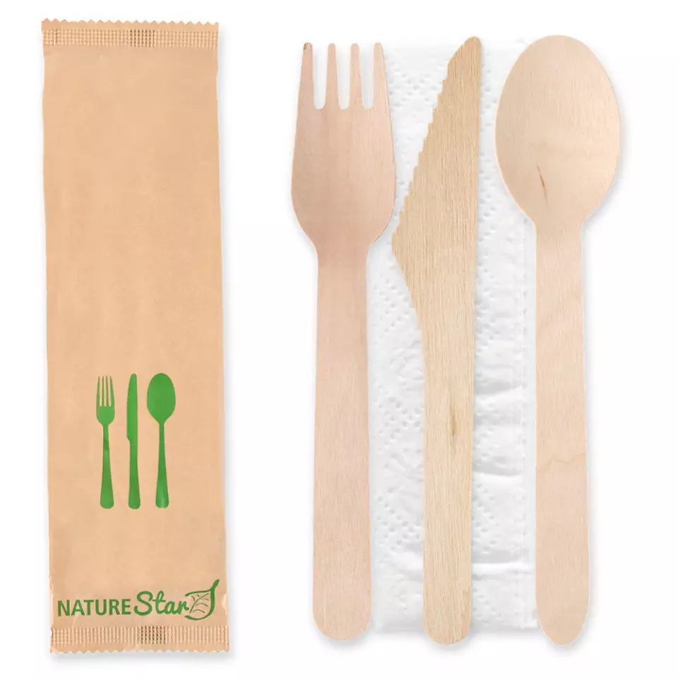 NATUREStar 388603, Dreier Bio-Holz-Besteck-Sets, FSC® 100%, image 1, gallery thumbnail