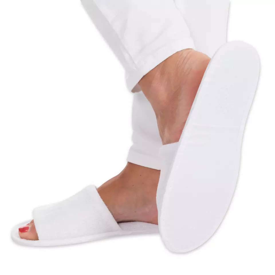 Hygostar 5552, Dots Open Cotton Slippers, White, image 1, gallery thumbnail