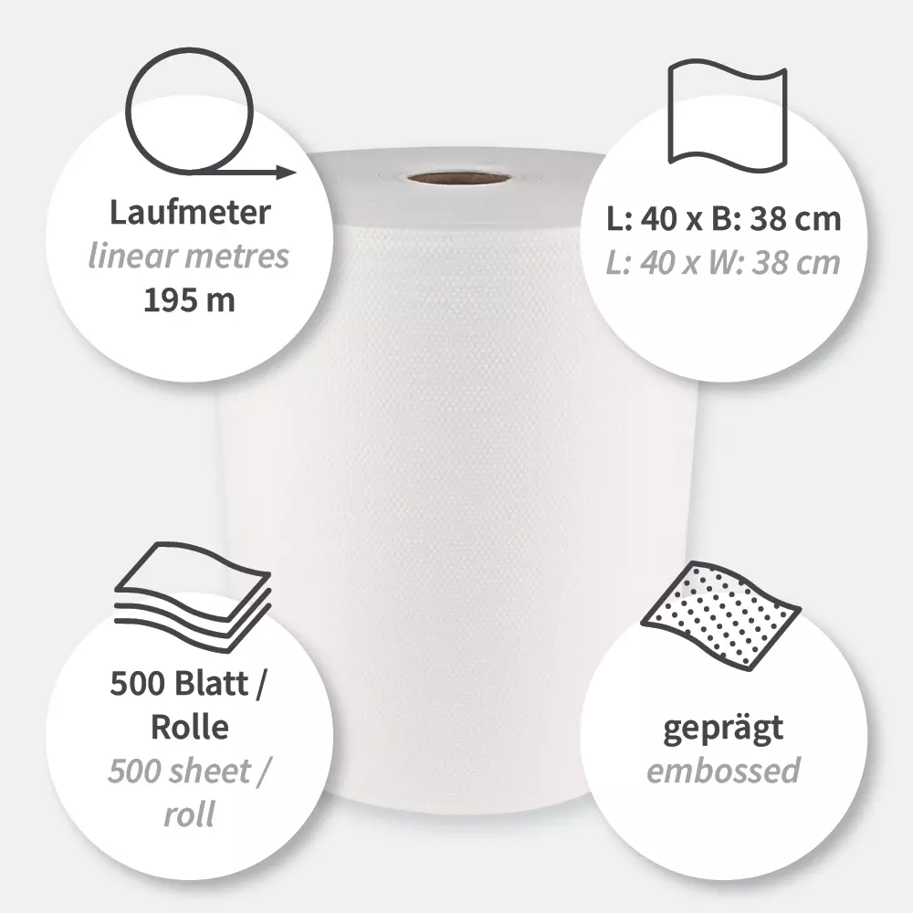 HygoClean 317500, Spunlace Cleaning Cloths, Roll, White, image 3