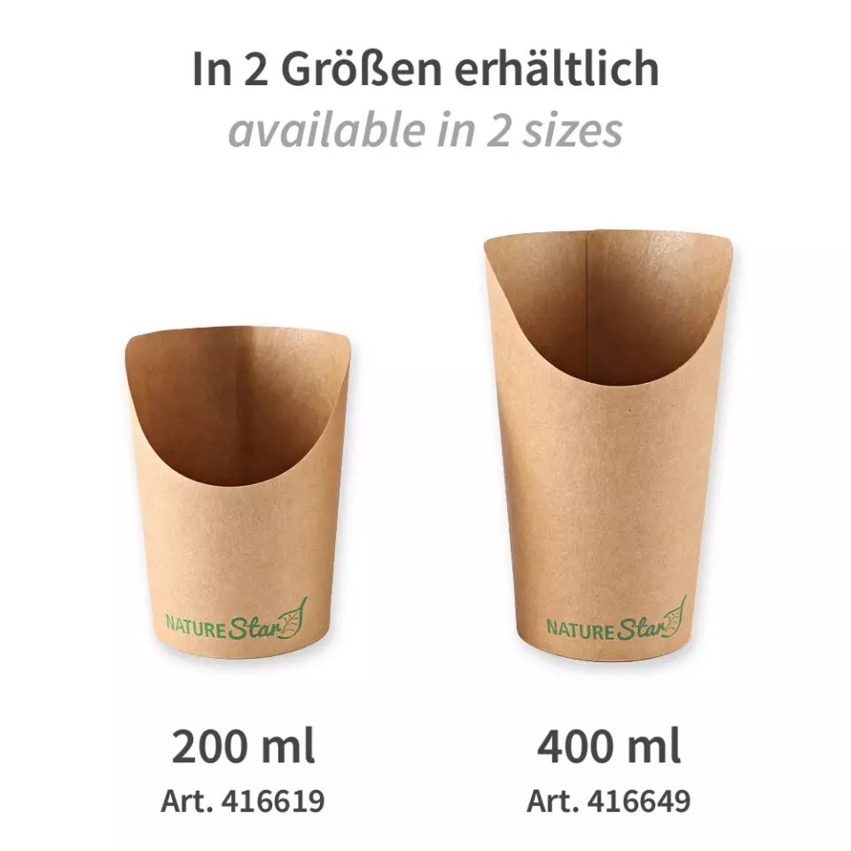 NATUREStar 416649, Kraftpapier/PLA Snackbecher, Wrap, 400 ml, ø 60 mm, 135 mm, image 2, gallery thumbnail