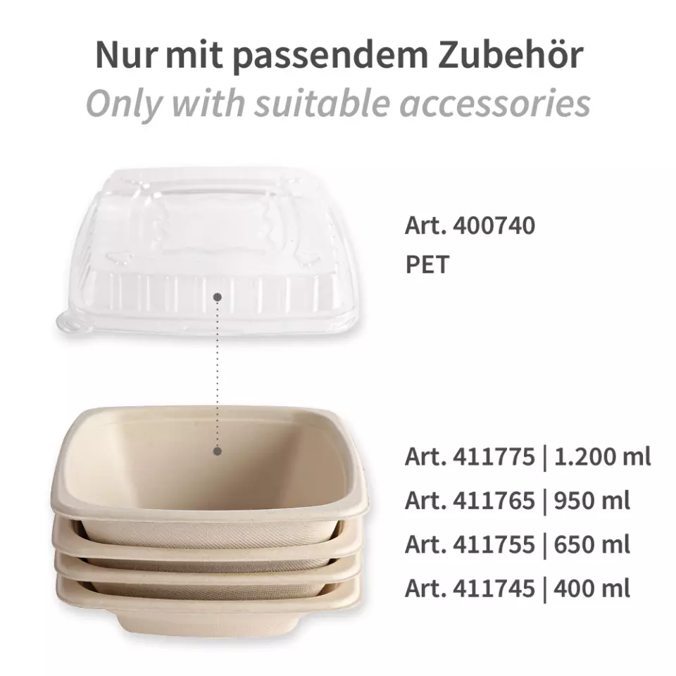NATUREStar 411765, Bio-Bagasse Schalen Quadratisch, 180 x 70 mm, 950 ml, image 5, gallery thumbnail