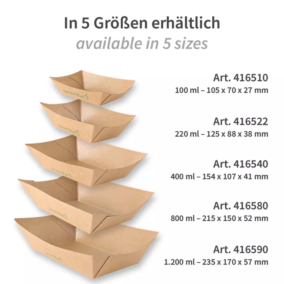 NATUREStar 416540, Tasty Organic Food Trays, 400 ml, 154 x 107 x 41 mm, Kraft Paper/PLA, image 4, gallery thumbnail