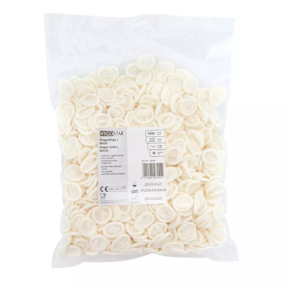 Hygostar 26105, Powder-Free Nitrile Finger Cots, 10/XL, White, image 2
