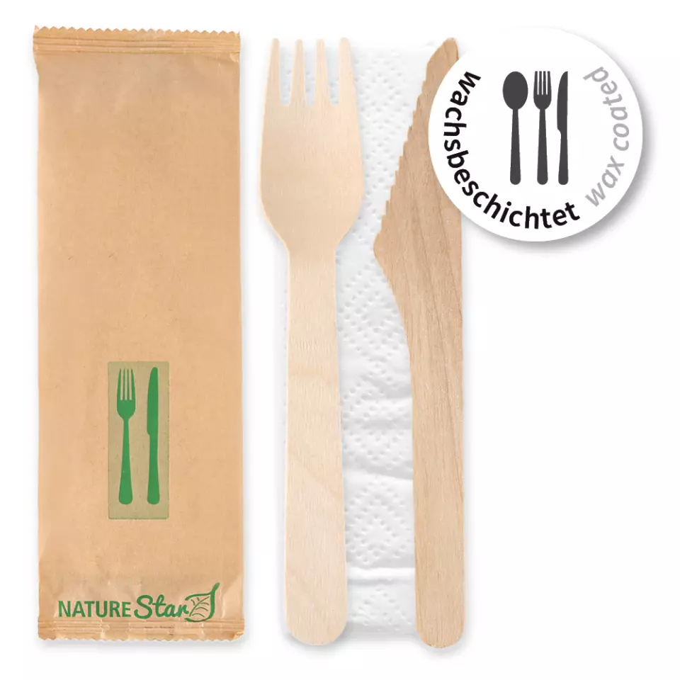 NATUREStar 388624, Bio Doppel-Holz Besteck-Sets, FSC® 100%, Gewachst, image 1, gallery thumbnail