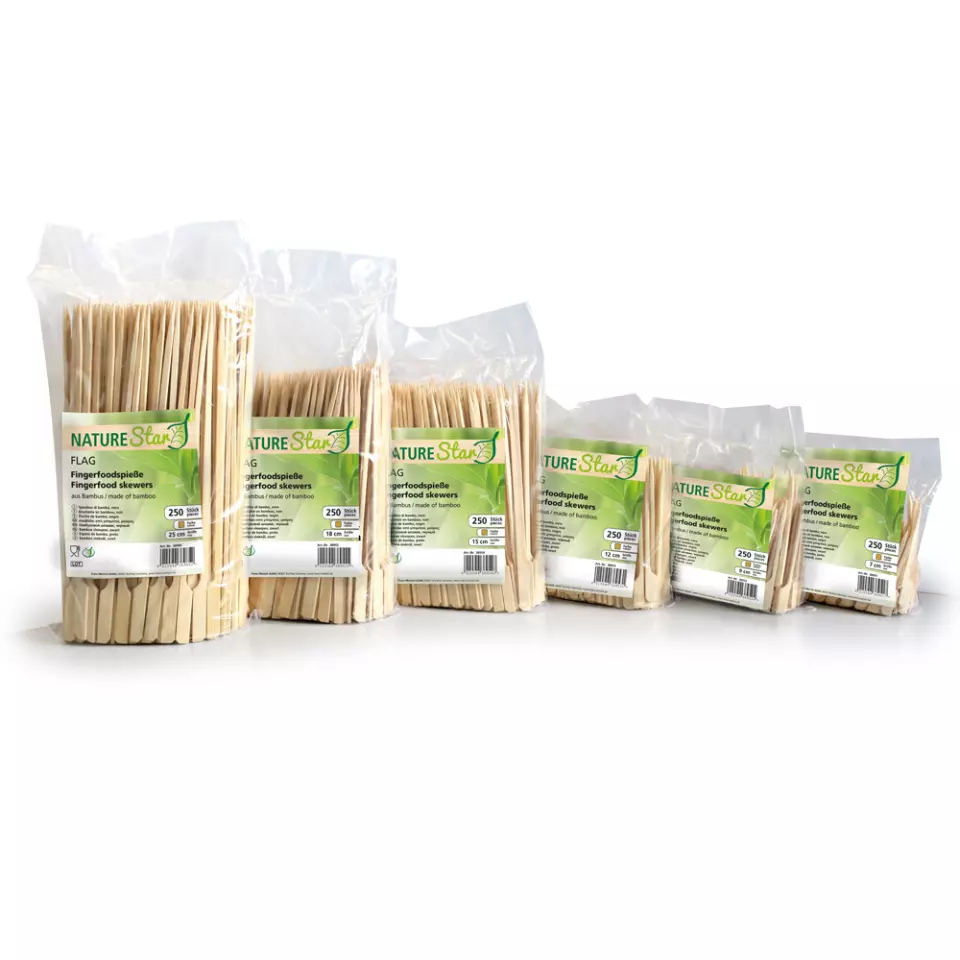 NATUREStar 38953, Flag Bio-Bambus Fingerfood-Spieße, 120 mm, Natur, image 1, gallery thumbnail