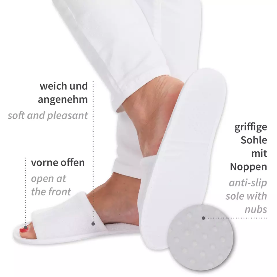Hygostar 5552, Dots Open Cotton Slippers, White, image 4, gallery thumbnail