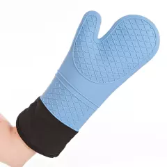 Hygostar 33201, Heattec Silikon-Ofenhandschuhe, mit Stulpe, 40 cm, Hellblau