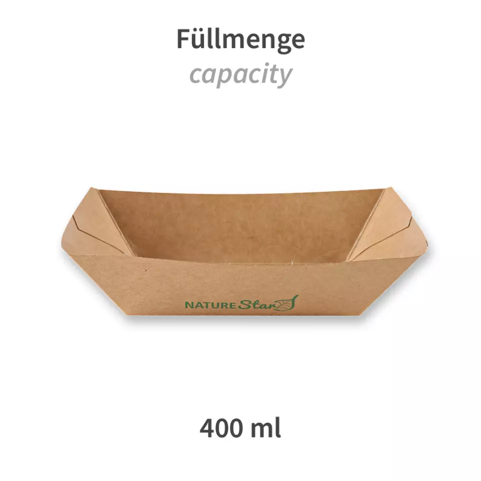 NATUREStar 416540, Tasty Organic Food Trays, 400 ml, 154 x 107 x 41 mm, Kraft Paper/PLA, image 3, gallery thumbnail