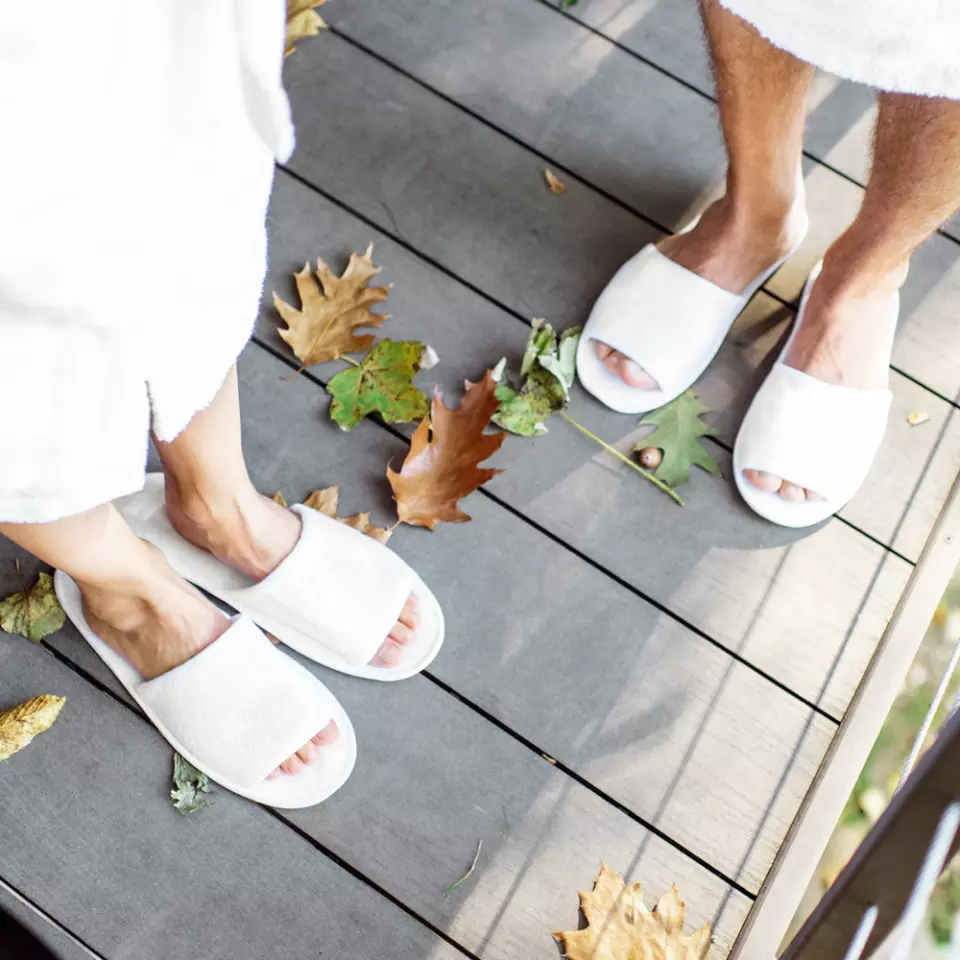 Hygostar 5552, Dots Open Cotton Slippers, White, image 7, gallery thumbnail