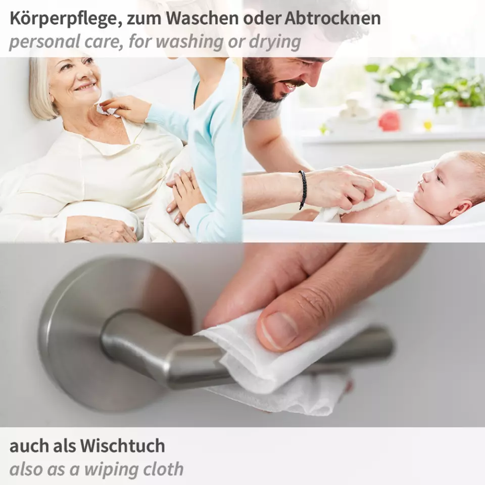 Hygostar 53622, Care Light Pflegetücher, 29 x 38 cm, Viskose/Polyester, gefaltet, Weiß, image 6, gallery thumbnail