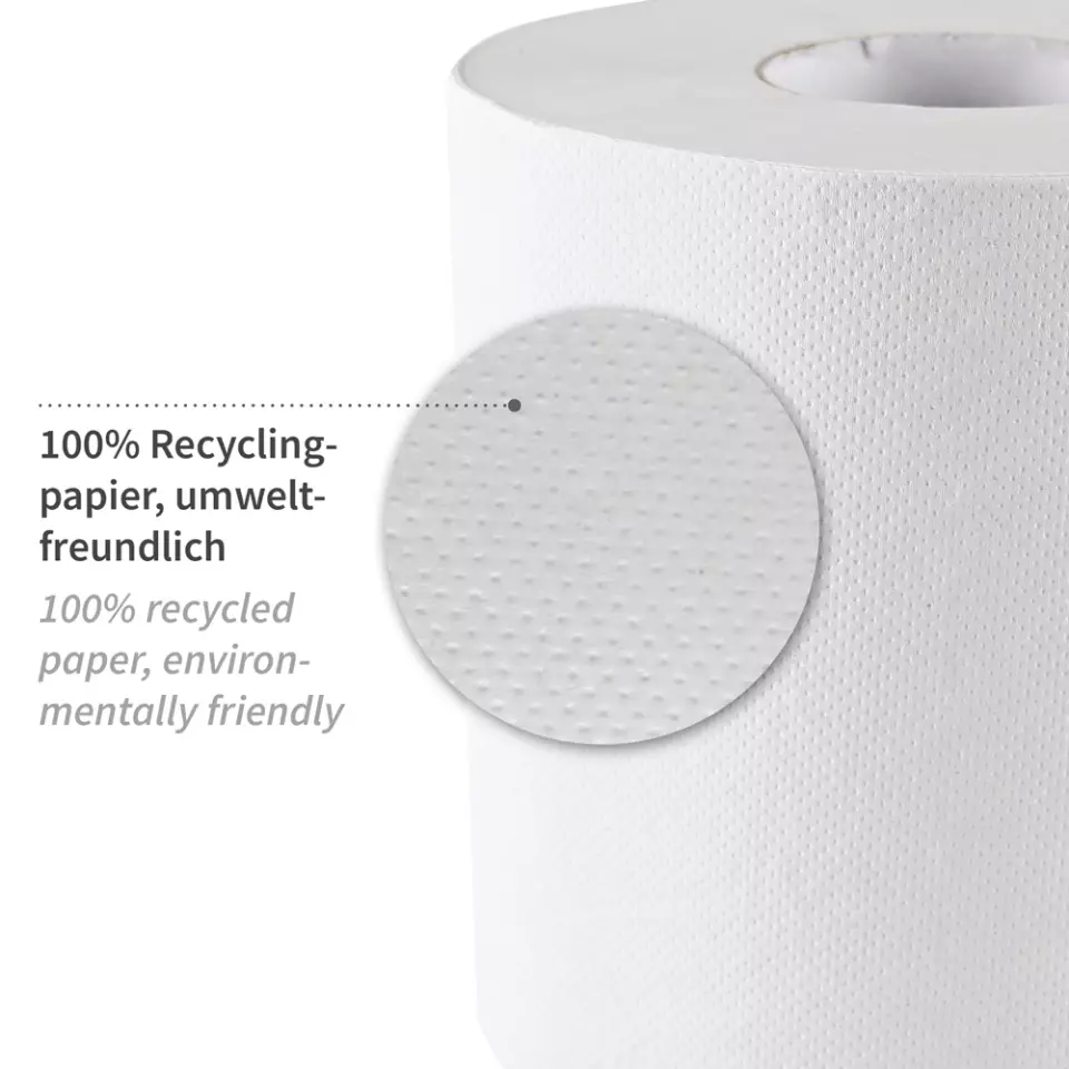 HygoClean 30415, Recycling-Papierhandtuchrollen mit Innenabrollung, 1-lagig, Weiß, image 2, gallery thumbnail