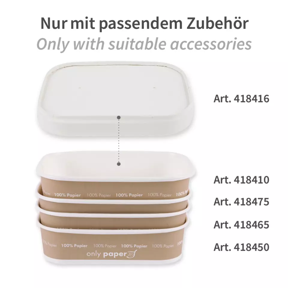 NATUREStar 418416, Organic Takeaway Paperboard Lids, 172 x 120 mm, image 4, gallery thumbnail
