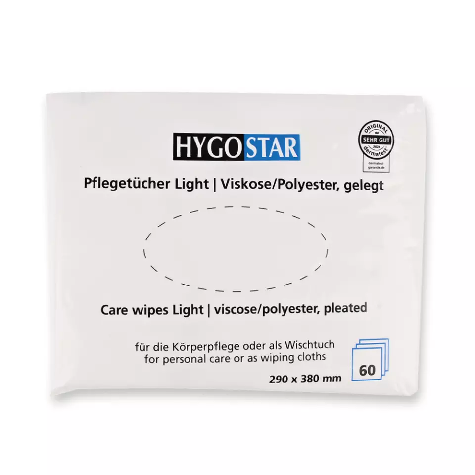 Hygostar 53622, Care Light Pflegetücher, 29 x 38 cm, Viskose/Polyester, gefaltet, Weiß, image 2, gallery thumbnail