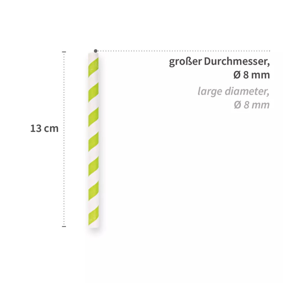 NATUREStar 421370, Cocktail Organic Paper Straws, FSC®-mix, green/white striped, ø 8 mm, 130 mm, image 4, gallery thumbnail