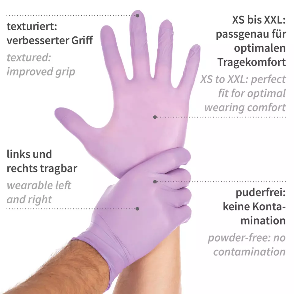 Hygostar 26126, Safe Light Puderfreie Nitril-Handschuhe, 11/XXL, Lila, image 2, gallery thumbnail