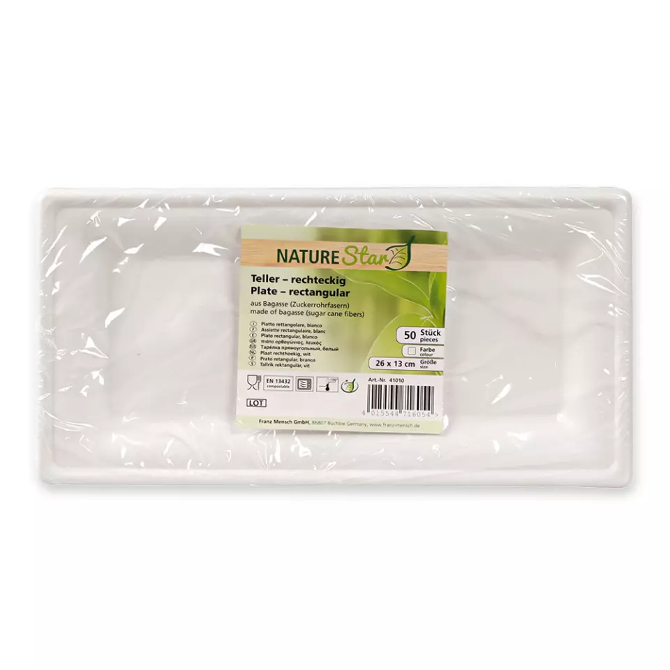 NATUREStar 41010, Bio-Bagasse Teller, 260 x 130 mm, Rechteckig, image 5, gallery thumbnail