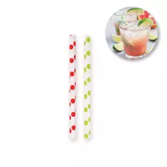 NATUREStar 421450, Cocktail Organic Paper Straws, FSC®-mix, red/white dotted, ø 8 mm, 130 mm